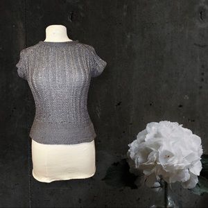 Grey knitted top short sleeve business casual blouse